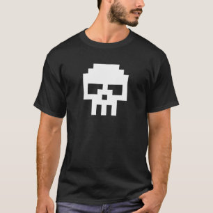 8 Bit weißer Pixel-Skull T-Shirt