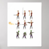 8-Bit Zombie Apokalypse Pixel Art Poster