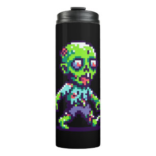 8-Bit-Zombie-Halloween Thermosbecher
