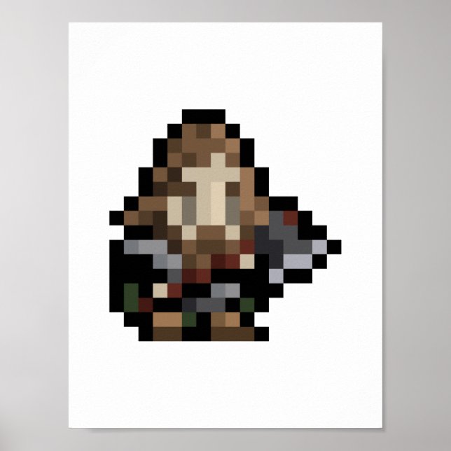 8-Bit-Zwerg 16x16 Pixel-Art-Poster Poster (Vorne)