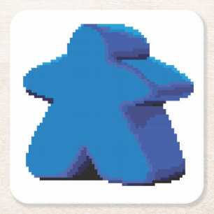 8-Bitpixel Meeple Set von 6 quadratischen Rechteckiger Pappuntersetzer