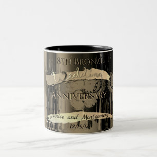 8. Bronze-Hochzeit-Jubiläum Steampunk Zweifarbige Tasse
