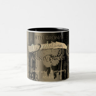 8. Bronze-Hochzeit-Jubiläum Steampunk Zweifarbige Tasse