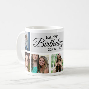 8 Collage photo Joyeux Anniversaire Café Mug
