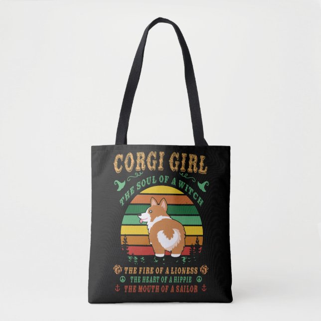 8 Corgi Girl Witch Lioness Hippie Sailor Tasche (Vorderseite)