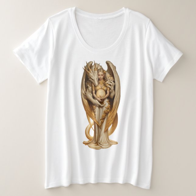 #8 Drachen-Lady Große Größe T-Shirt (Design vorne)