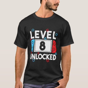 8 Entsperrte Gamer 8. Geburtstag Videospielerboten T-Shirt