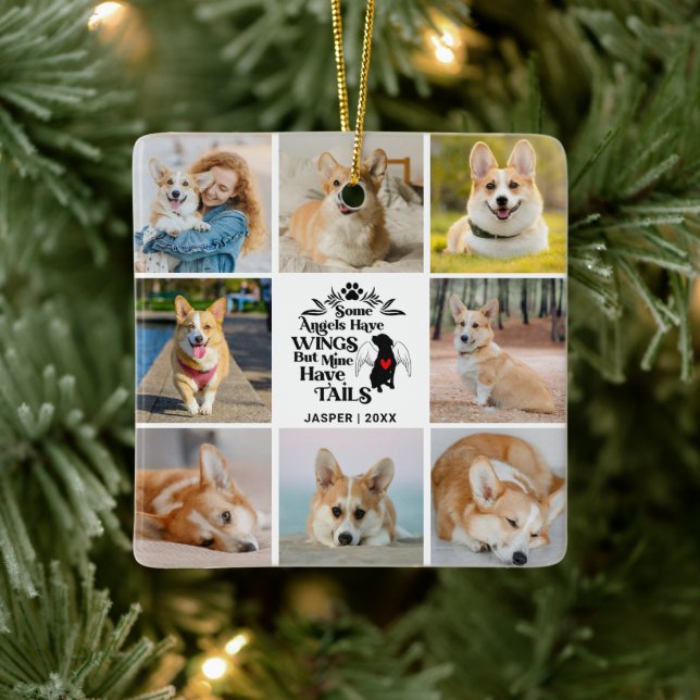 8 Erinnerung an den Verlust des Hundes in Fotocoll Keramikornament (Baum)