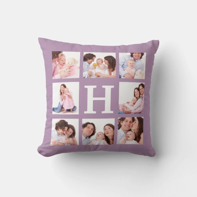 8 Familien-Fotos mit riesigem Monogramm wählen Kissen (Vorderseite)