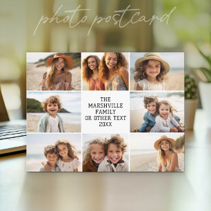 8 Foto-Collage - Benutzerdefinierter Text - Weißer Postkarte