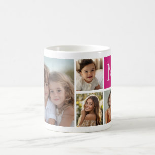 8-Foto-Collage Benutzerdefiniertes Beeren-Monogram Kaffeetasse