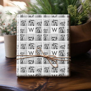 8 Foto-Collage Benutzerdefiniertes Monogramm Schwa Geschenkpapier