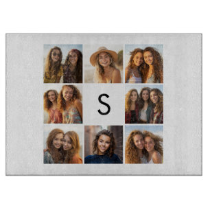 8 Foto-Collage Benutzerdefiniertes Monogramm Schwa Schneidebrett