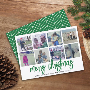 8 Foto Collage - Frohe Weihnachten Grün Muster