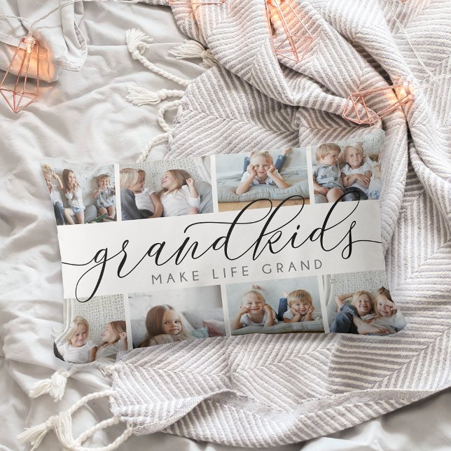 8 Foto Collage Grandkids machen Leben groß Lendenkissen (Von Creator hochgeladen)