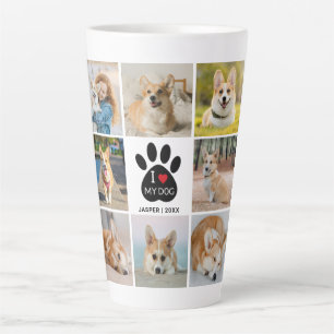 8 Foto-Collage Ich liebe meinen Hund Pfotenabdruck Milchtasse