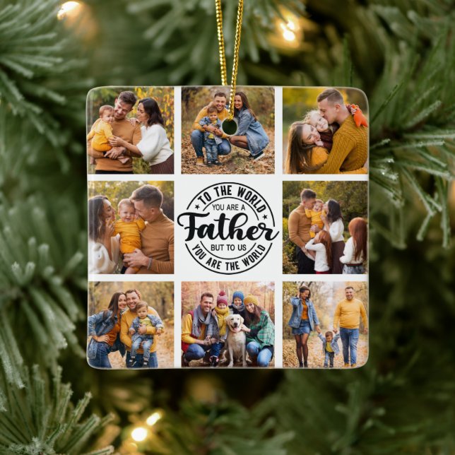 8 Foto Collage Jeden Anlaß World's Best Vater Keramikornament (Baum)