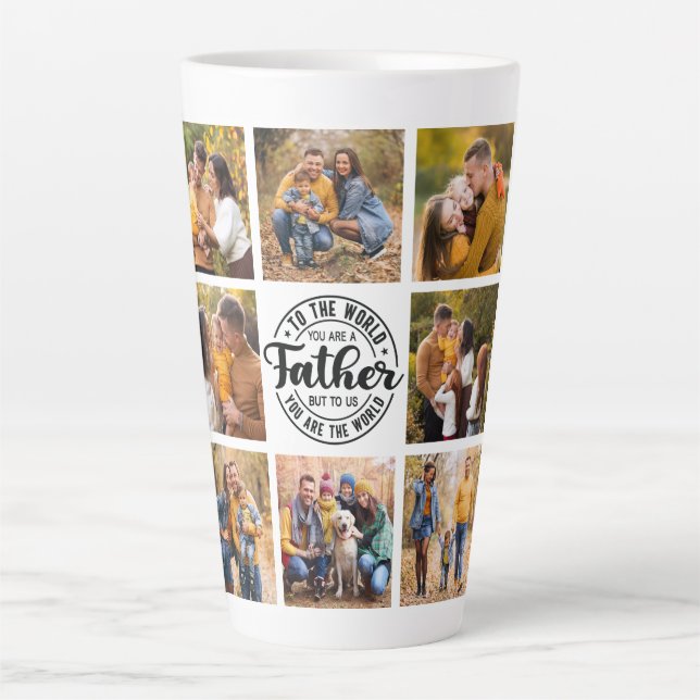 8 Foto Collage Jeden Anlaß World's Best Vater Milchtasse (Vorderseite)