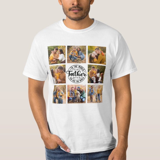 8 Foto Collage Jeden Anlaß World's Best Vater T-Shirt (Vorderseite)