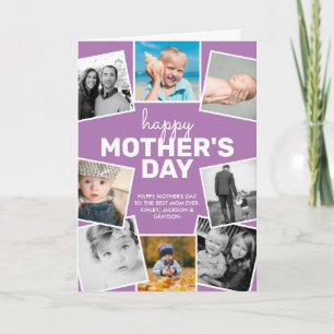 8 Foto Collage Lavender Happy Mother's Day Karte