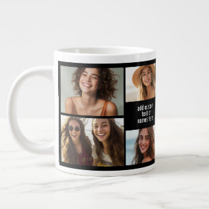 8-Foto-Collage Minimalist - Schwarz-Weiß-Raster Jumbo-Tasse