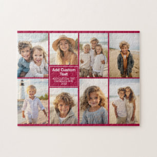 8-Foto-Collage modernes Raster - Cranberry-Rot