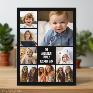 8 Foto-Collage - modernes Raster mit Text Postkarte
