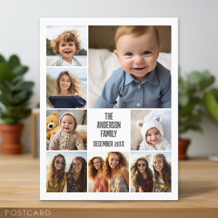 8 Foto-Collage - modernes Raster mit Text Postkarte