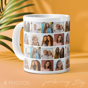8 Foto-Collage-Muster - Musterraster - Weiß Jumbo-Tasse