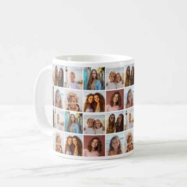 8 Foto-Collage-Muster - Rastermuster - Weiß Kaffeetasse (Vorderseite Links)