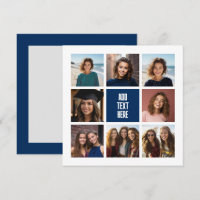 8 Foto Collage Navy Monogram - Dankeschön Karte