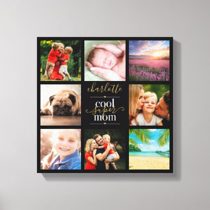 8 Foto-Collage Personalisiert Coole Super-Mama Leinwanddruck