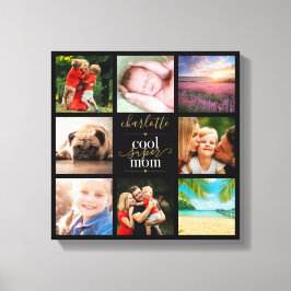 8 Foto Collage Personalisierte Coole Super-Mama Leinwanddruck