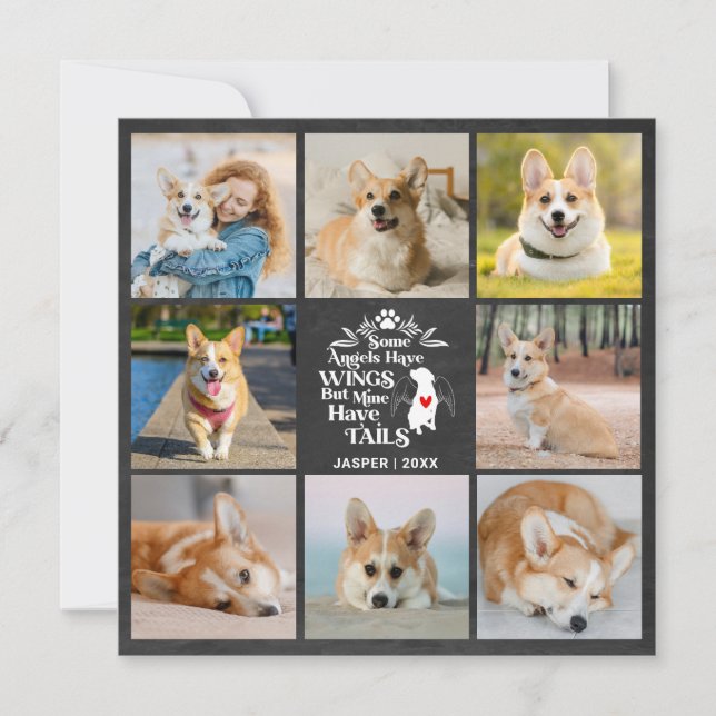 8 Foto Collage Pet Hunde Loss Erinnerungskarte Einladung (Vorderseite)