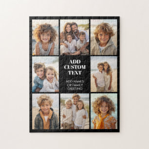 8-Foto-Collage-Raster - Mittiger Text Schwarz Weiß