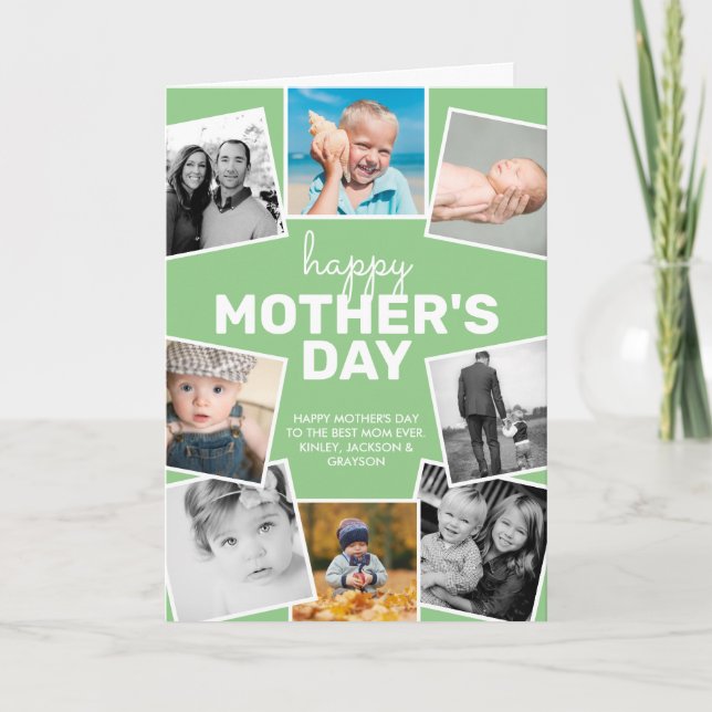 8 Foto Collage Sage Happy Mother's Day Karte (Vorderseite)