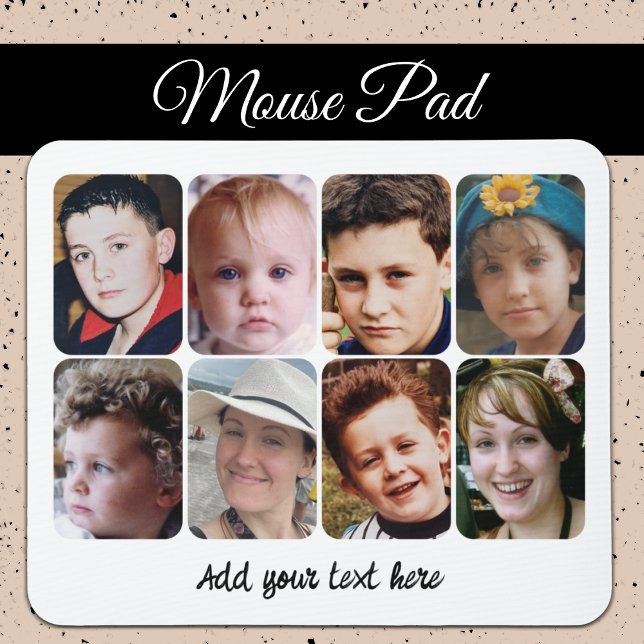 8-Foto-Collage weiß schwarz Mousepad (Von Creator hochgeladen)