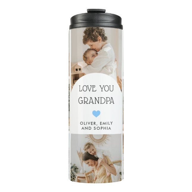8 Foto Collage Wir Liebe Sie Opa Arch Thermosbecher (Vorderseite)