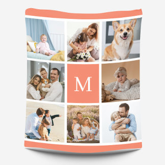 8 Foto Familie Collage Monogram Corpeach Custom Fleecedecke