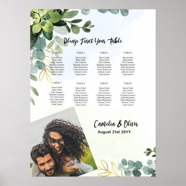 8 FOTO für Hochzeitssitze im Grünen Poster (Vorne)