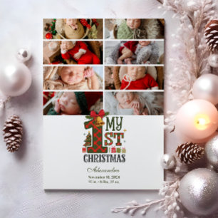 8 Foto Kariert Erstes Weihnachtsfest Feiertagskarte