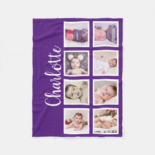 8 Foto Personalisiert (lila) Fleecedecke (Vorderseite)