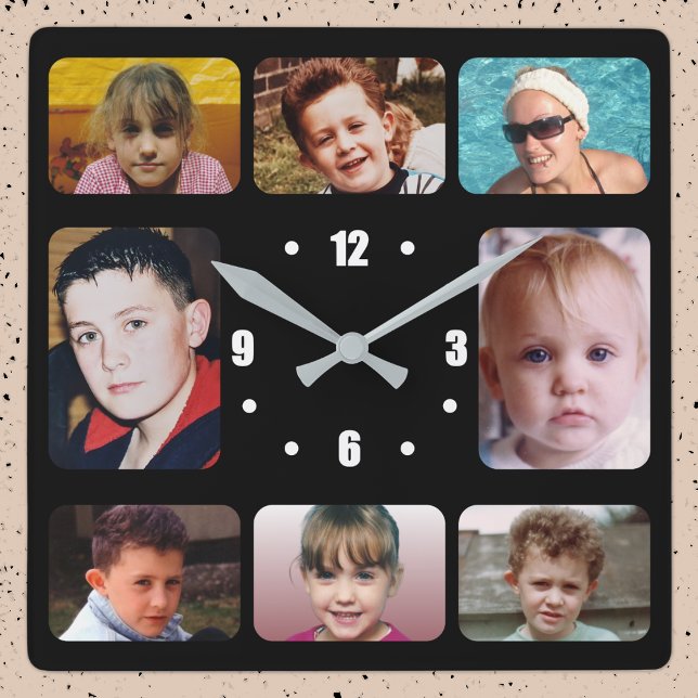 8 Foto schwarz weiß Quadratische Wanduhr (Von Creator hochgeladen)