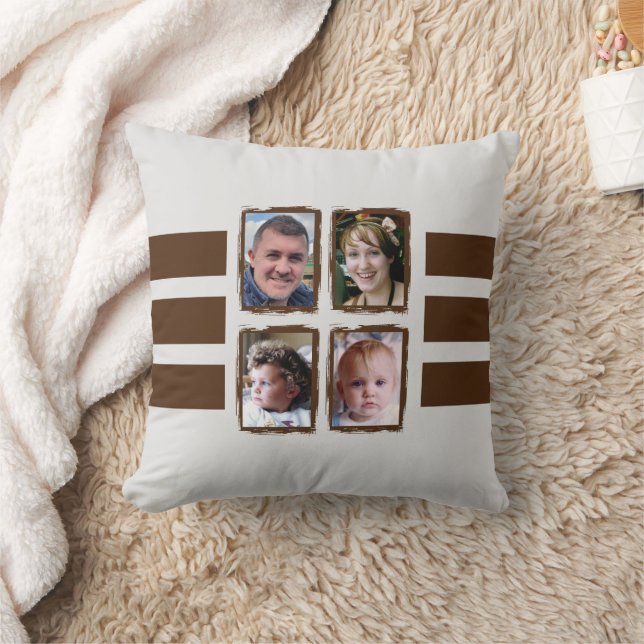 8 Foto Streifen braun, beidseitig Kissen (Decke)