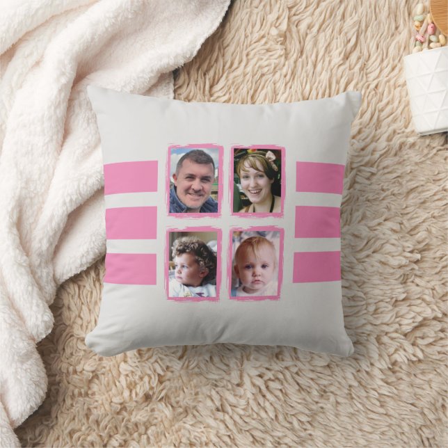 8 Foto Streifen rosa zweiseitig Kissen (Decke)