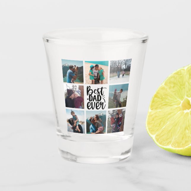 8 FotoCollage Bester Vater je Schnapsglas (Vorderseite)