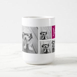 8 FotoCollage Custom Berry Monogram Kaffeetasse