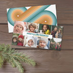 8 FotoCollage - Frohe Weihnachten Retro Streifen<br><div class="desc">Fügen Sie 8 Fotos zu diesem lustigen Foto Gruß und ein wüstenfarbenes Streifen Muster auf der Rückseite.</div>