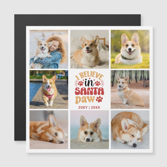 8 Fotocollage glauben an Santa Paw Magnetkarte (Vorne/Hinten)
