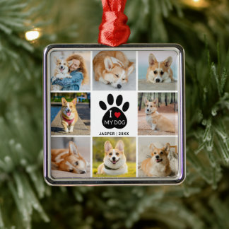 8 FotoCollage I Liebe Mein Hund Herzklopfen drucke Ornament Aus Metall